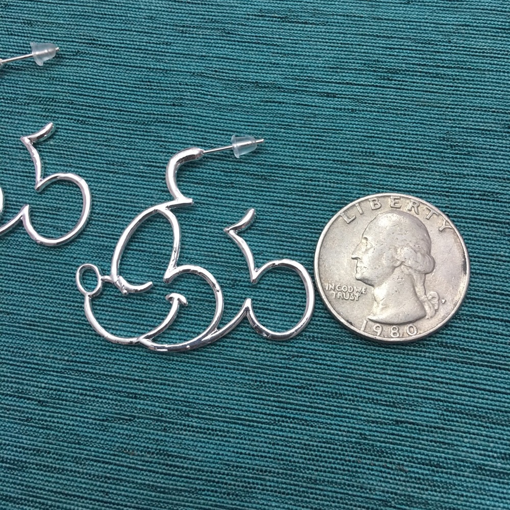 (N1) Silver Mickey Earrings - Picture 5 of 6